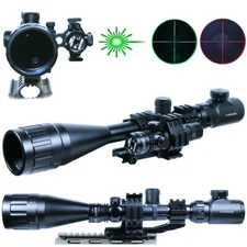 6-24x50 Rifle Scope Lighted Mil-dot w/ Green Laser Sight & PEPR Picatinny Mount