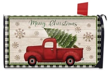 Merry Christmas Pickup Truck Magnetic Mailbox Cover Standard Briarwood Lane