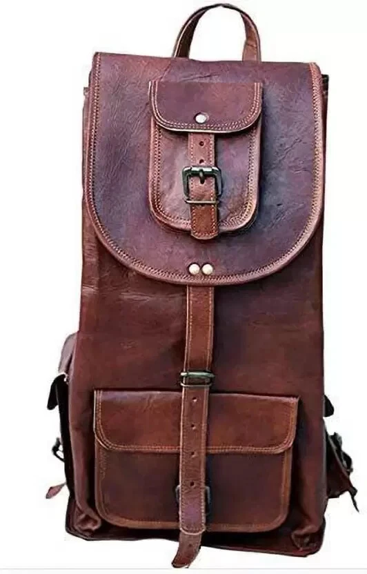 Bag Backpack Leather Shoulder Travel Rucksack Sling Brown Genuine Bag 27 Inch's
