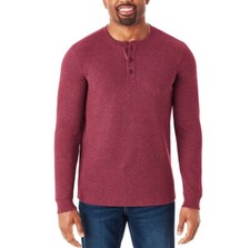Member's Mark Men's Large Long Size Sleeve Waffle Knit Thermal Henley Shirt NWT