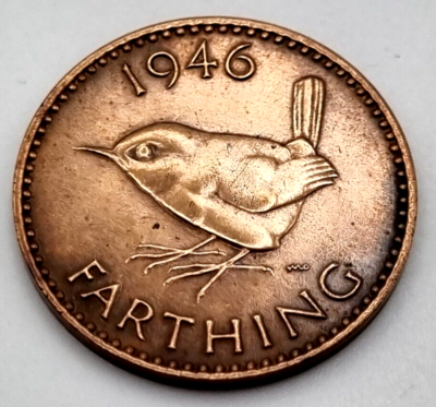 GREAT BRITAIN King George VI FARTHING Coin Date 1946 Thomas 