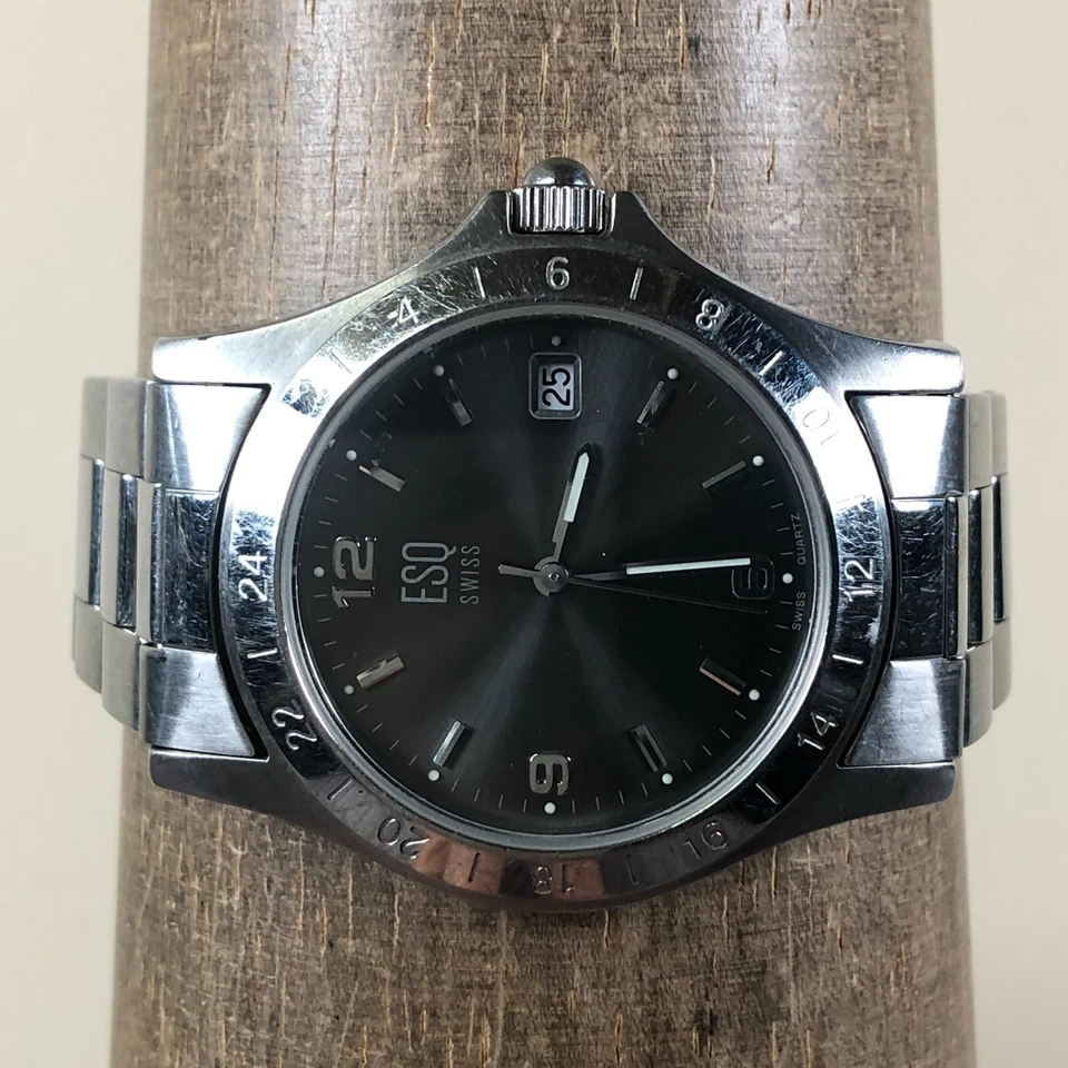 ESQ Reloj Suizo Para Hombre E5099 Moda Fecha Tono Plata Cuarzo Analógico 36mm 7 1/4" Foto 2 de 4