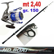 Kit Canna Pesca Bolentino barca 2,40 m 80/150g + Mulinello Mare Barca vigor 5000