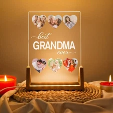Personalized Mom Photo Night Light,Best Mom Ever Gift,Acrylic Led Light Plaque