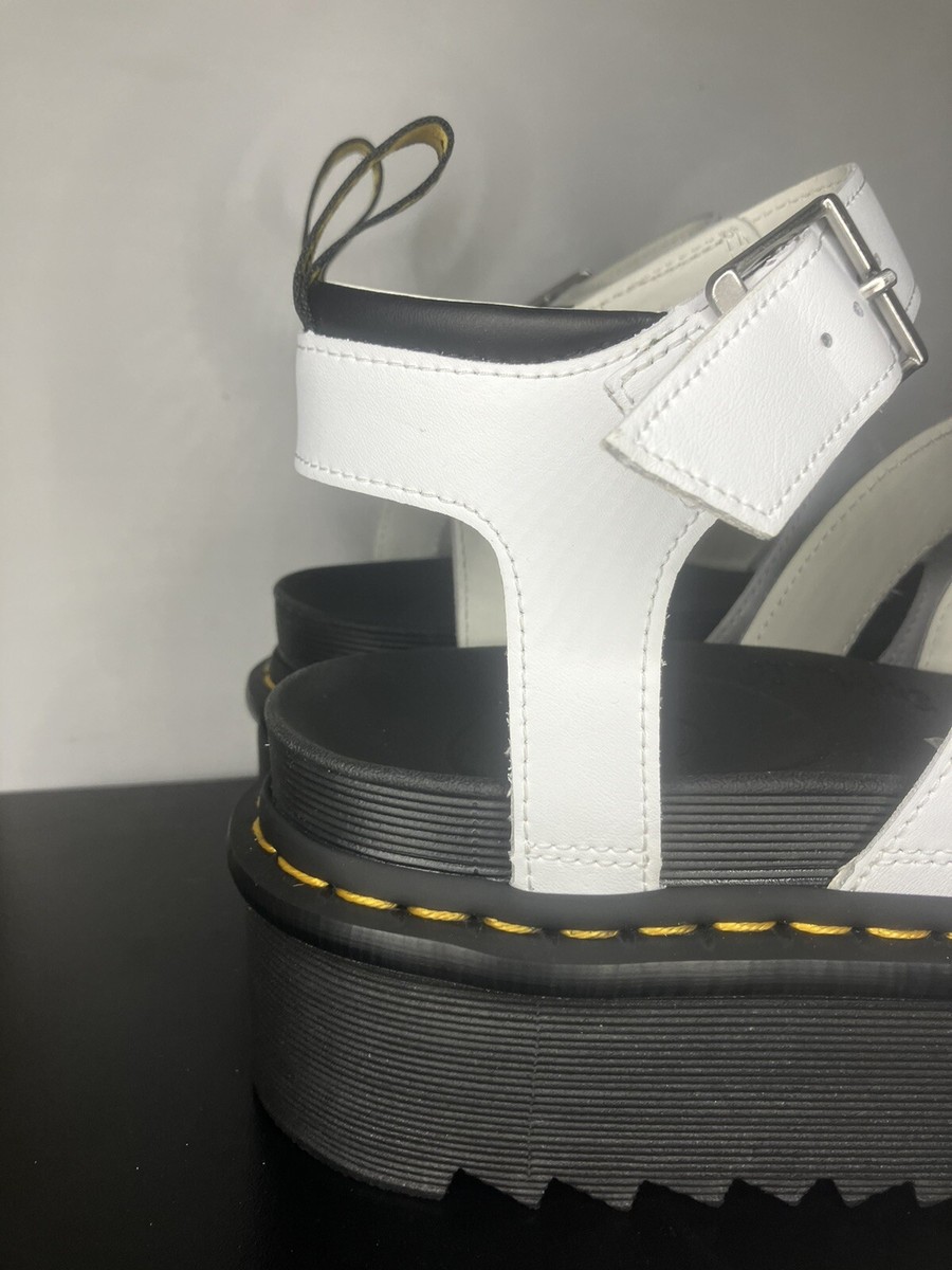 Dr. Martens Blaire Quad Hydro Leather Platform Sandals White