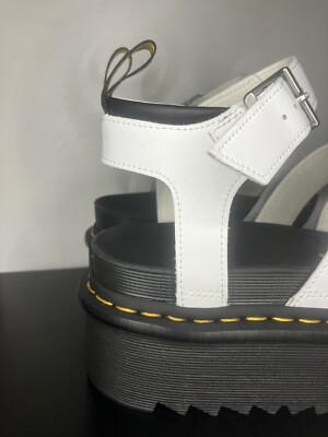 Dr. Martens Blaire Quad Hydro Leather Platform Sandals White