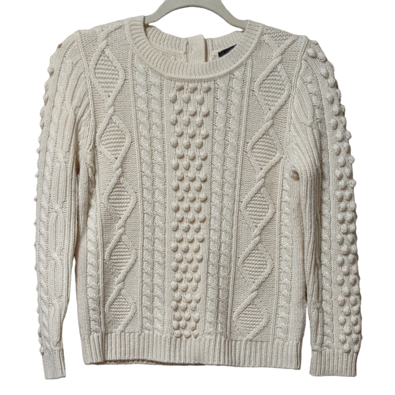 J. Crew button back cable knit crew neck sweater … - image 1