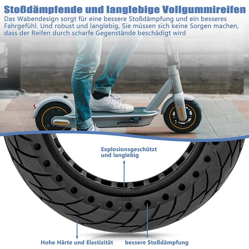 Vollgummireifen Gummi 60/70-6.5 10"x2,5 für Ninebot Max G30D, G30LD Wabenreifen - Bild 3 von 14