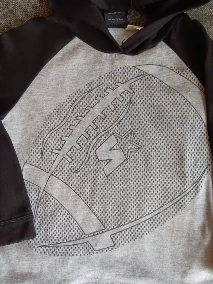 Suéter Talla 6 a 7 Niños Starter Gris Negro Pull Over Sudadera con Capucha Fútbol Foto 3 de 4