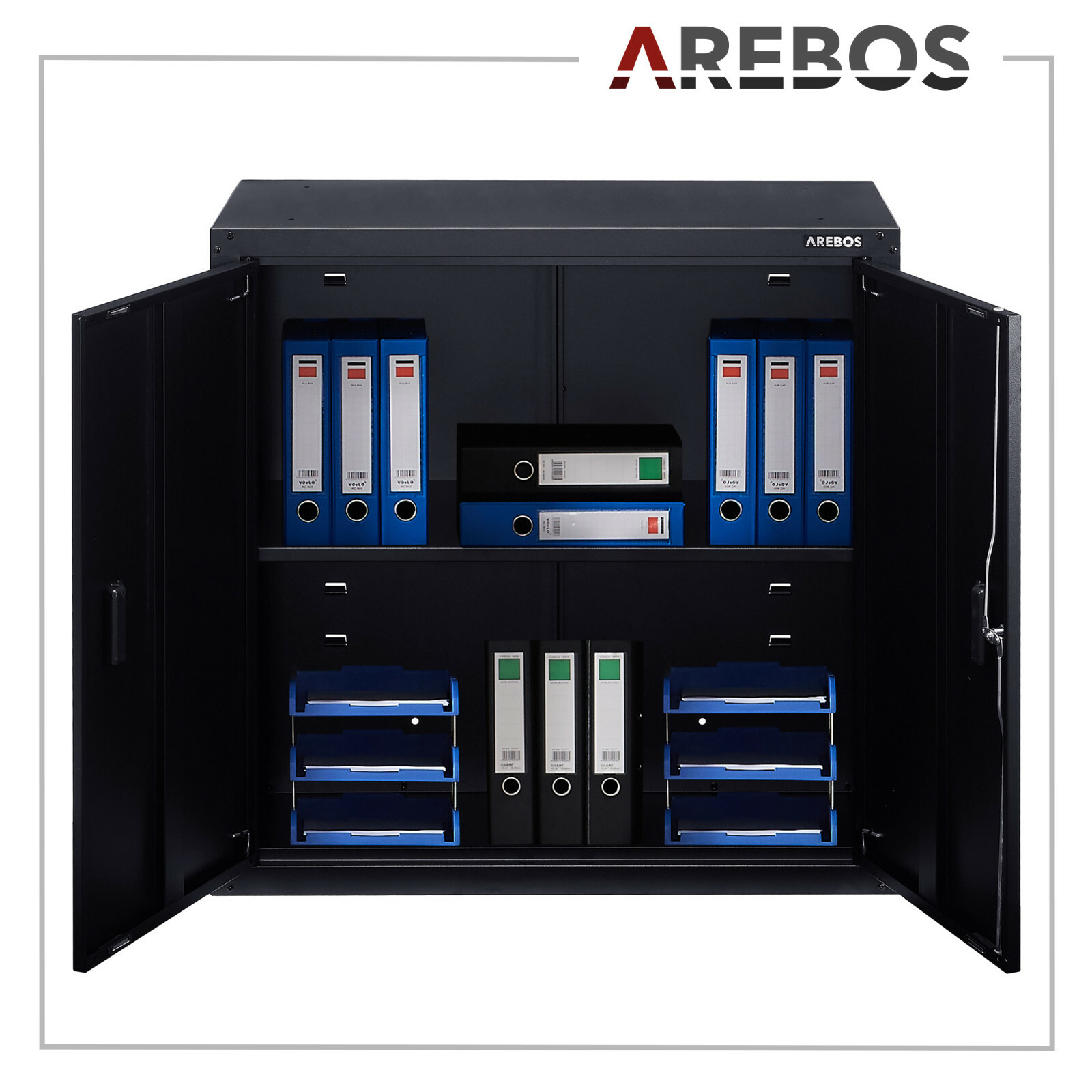 ML-Design Schedario Da Ufficio 75x40x80,5 Cm Bianco Acciaio Mobile A 4 Gambe Armadietto In Metallo 4 Ante 2 Scomparti Interni Armadio Industriale Portadocumenti In Acciaio Di Stoccaggio Portaoggetti 82031342 - Foto 6