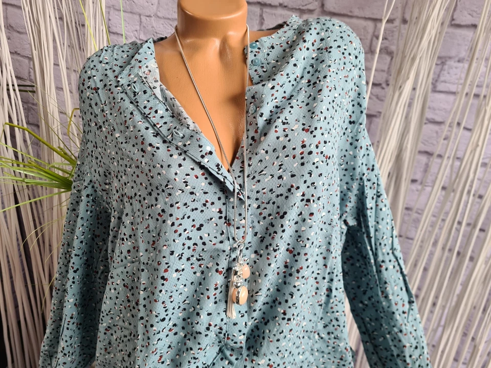 Tom Tailor Bluse Tunika Langarm Damen blau weiß meliert (6 158) NEU - Bild 4 von 4