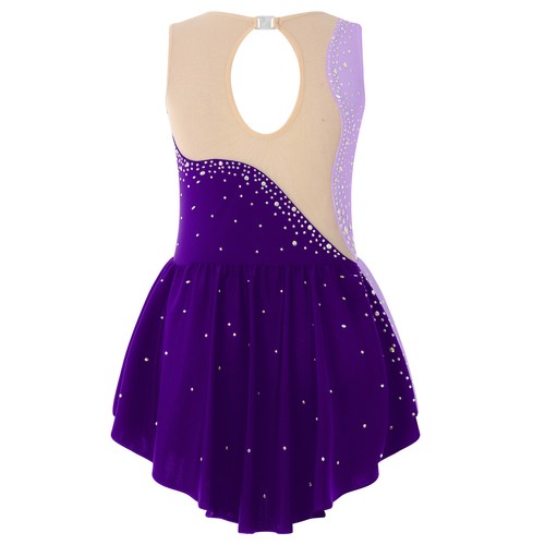 Kids Girl's Ballet Dresses Rhinestone Dancewear Latin Dance Dress Tiered Stage - Picture 63 of 70