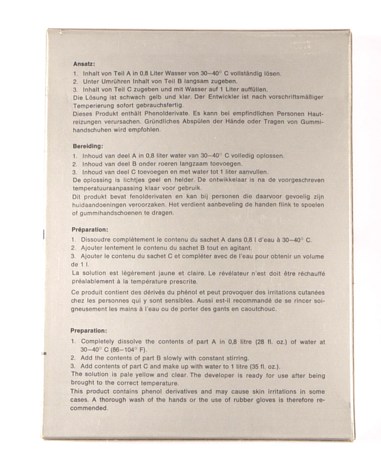 PRL) AGFA DEVELOPMENT PHOTO AGFACHROME PROCESS 41 FD 1 LT PHOTO DEVELOPER REVEALER - Image 2 of 3