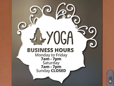 YOGA FLOWER BEAUTIFUL ORIGINAL BUSINESS HOURS COLORS and Sizes PERSONALIZED Sign