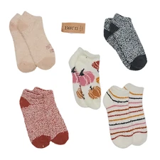 Born Fuzzy Multicolored Autumn No Show Socks 5 Pairs Size 4-10