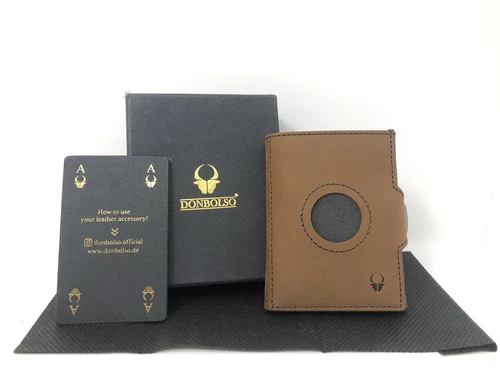 Donbolso RFID Slim Wallet With Airtag Holder Vintage Brown
