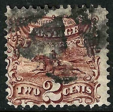 Sc #113 Grill 2 Cent Postrider 1869 Pictorial $90 US 24E62