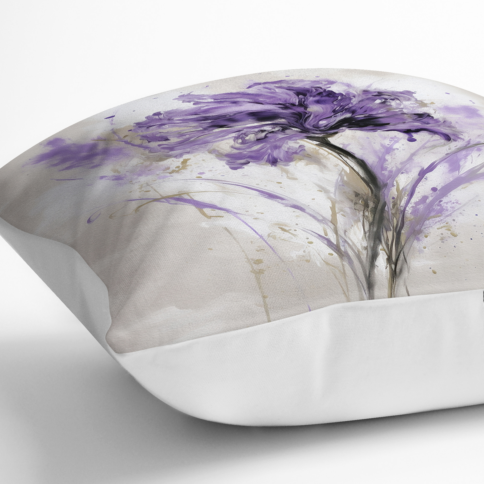 Plump Cushion Lavender Flower Gestural Art No.2 Scatter Throw Pillow