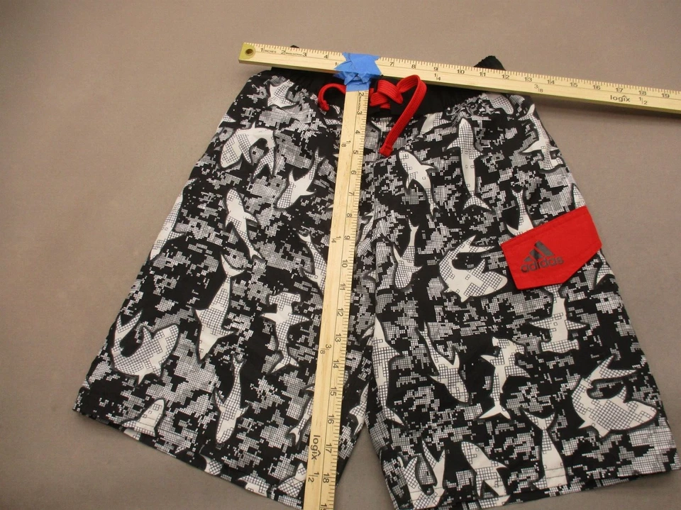 ADIDAS CLIMALITE Size M Boys Stretch Waist Drawstring Lined Swimming Shorts 807 - Image 2 of 4