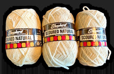 NOS 3 Skeins Shepherd Scoured Natural Wool 50 grams Suffolk 1095 New Zealand