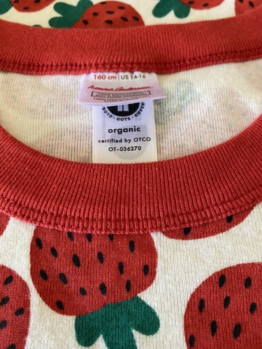 Hanna Andersson Strawberry Jam Organic Cotton Pajama Top Long Sleeve 160 14/16 - Picture 4 of 12