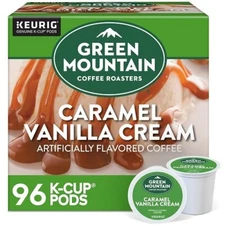 Green Mountain Caramel Vanilla Cream Light Roast Coffee K-Cup Pods, 96 Count.
