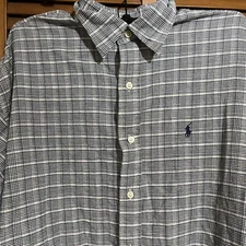 Polo Ralph Lauren Shirt Men's Sz XL Blue Plaid Pony Logo Button Up Lowell Sport
