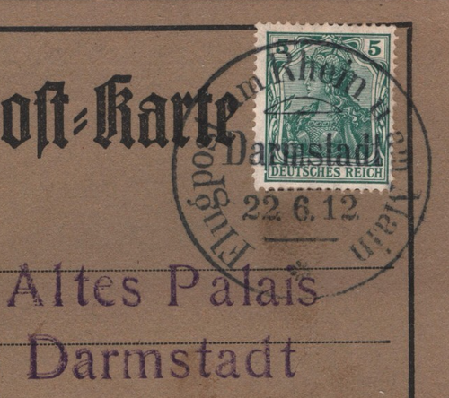 ZEPPELIN Flight 1912 Card 30pf Pigeon SEMI-OFFICIAL Air{3} Darmstadt BIRDS KZ148 - Picture 4 of 10
