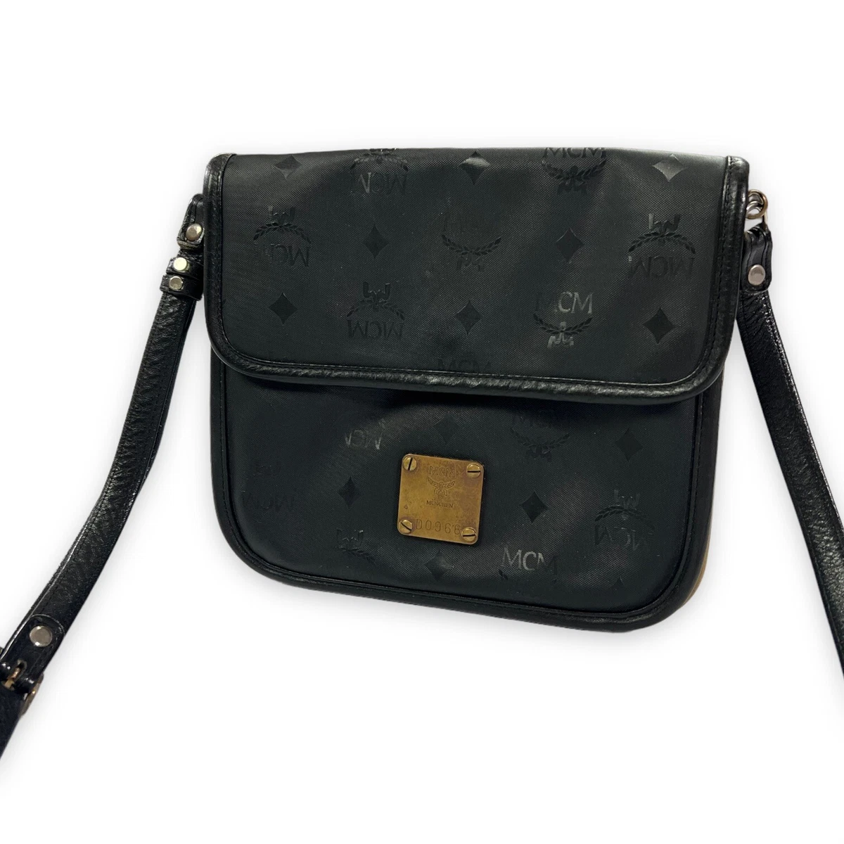 MCM Black Leather Flap Crossbody Bag