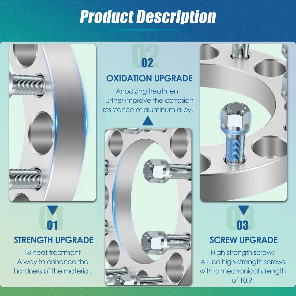 4 piezas espaciadores de rueda 1" 8x170 14x2 para Ford F-250 F-350 Super Duty Ford Excursion Foto 3 de 4