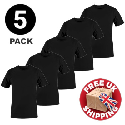 5er Pack Herren T-Shirt Heavy Cotton Uni Kurzarm Tees 100% Baumwolle Blanko Tees