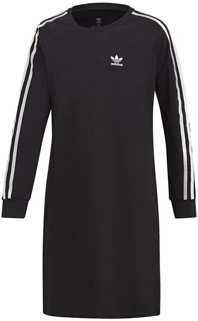 Pink Adidas Long Dress With Hood Adidas Girls' Originals 3-Stripes Dress,  Black Size Large