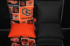 8 CORNHOLE BEANBAGS made w OREGON STATE BEAVERS Fabric ACA Reg Bags, Top Quality