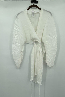 Good American Womens Dress 00 0 White Bell Kimono Sleeves Open Back Short Crepe