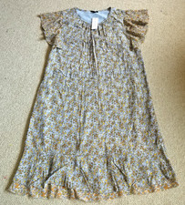 NWT Womens Dress-ANN TAYLOR-blue/yellow floral  rayon Cottagecore Trad Wife-S