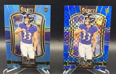 2025 Panini Select #161 Tyler Loop 2 Card Lot Light Blue /99, Blue Prizm # /175