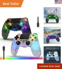 2 Pack  Wireless Controllers for PS4/Pro/Slim with RGB Backlight