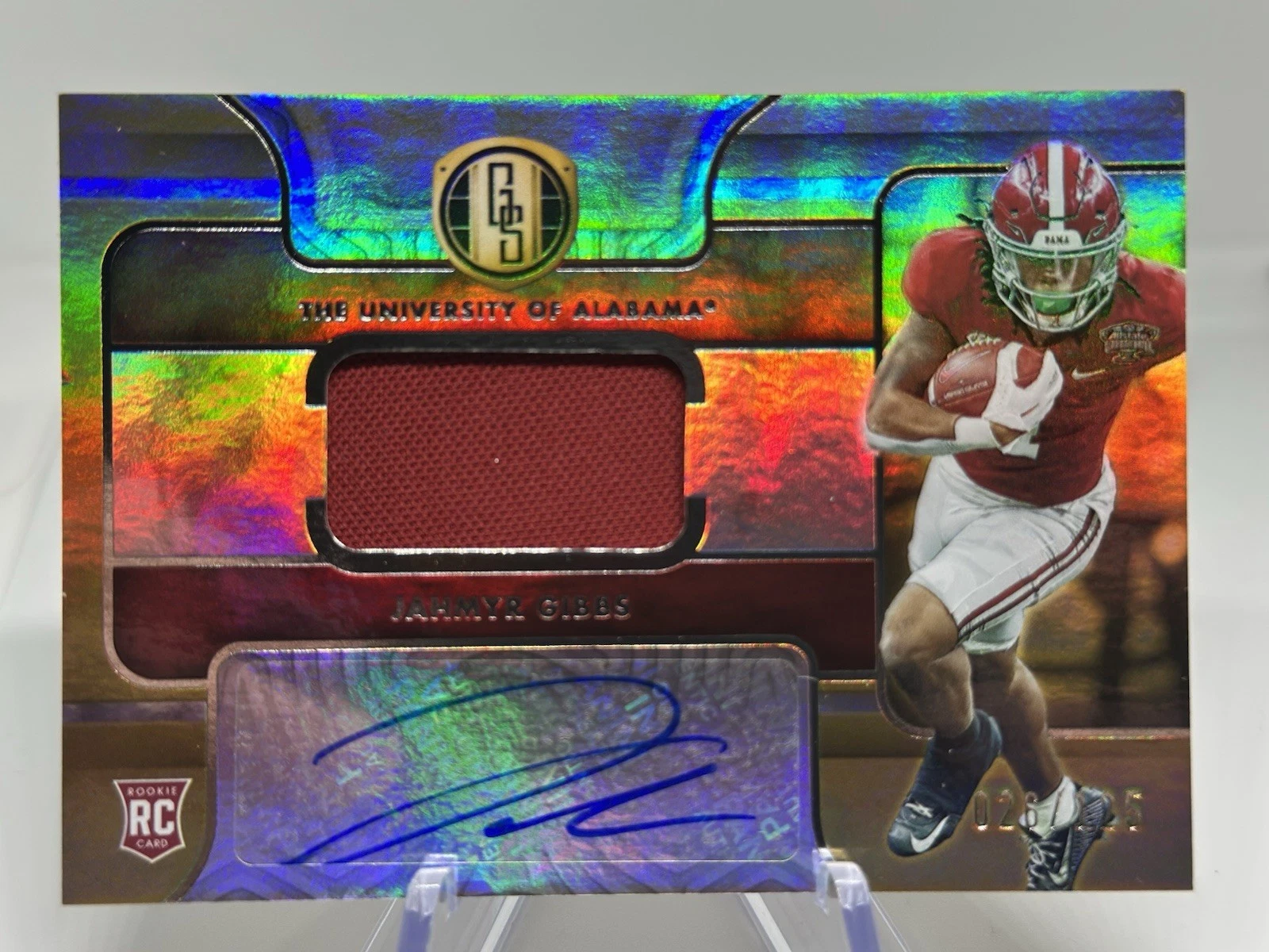 Jahmyr Gibbs Panini Chronicles Draft Picks Gold Standard Rookie Jersey Autograph #GSJG Base