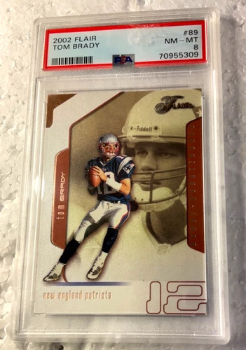 TOM BRADY FOOTBALL CARD #89 PSA 8 FLAIR FLEER #3