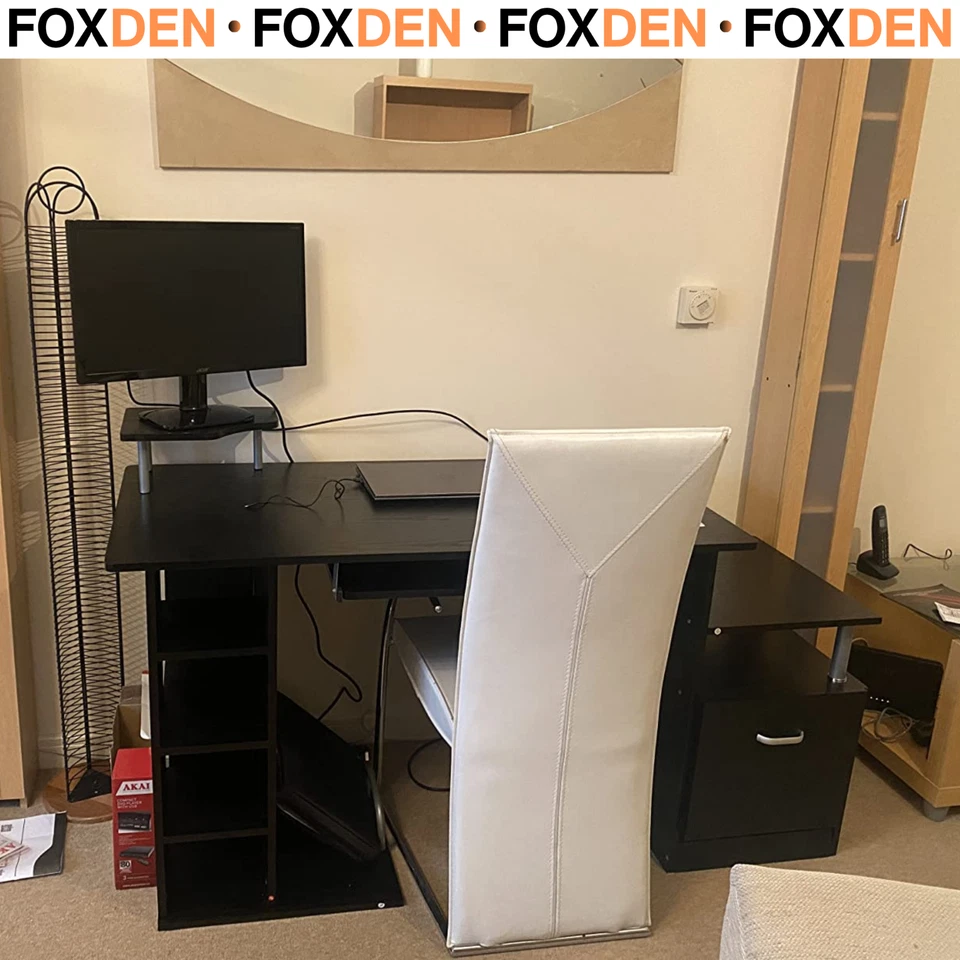 Computer Desk PC Workstation CPU Storage Rack with Drawer Home Office Furniture - Image 3 of 4