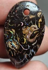 Polished boulder opal drilled pendant 21 cts pink green matrix Yowah Jewellery