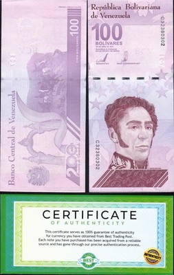 VENEZUELA 100 DIGITALES 2021 Qty 1 Pc New 100 Million Series COA UNC