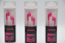 Lot Of Three Magnavox Stable Fit Earphones Silicone Comfort Pink