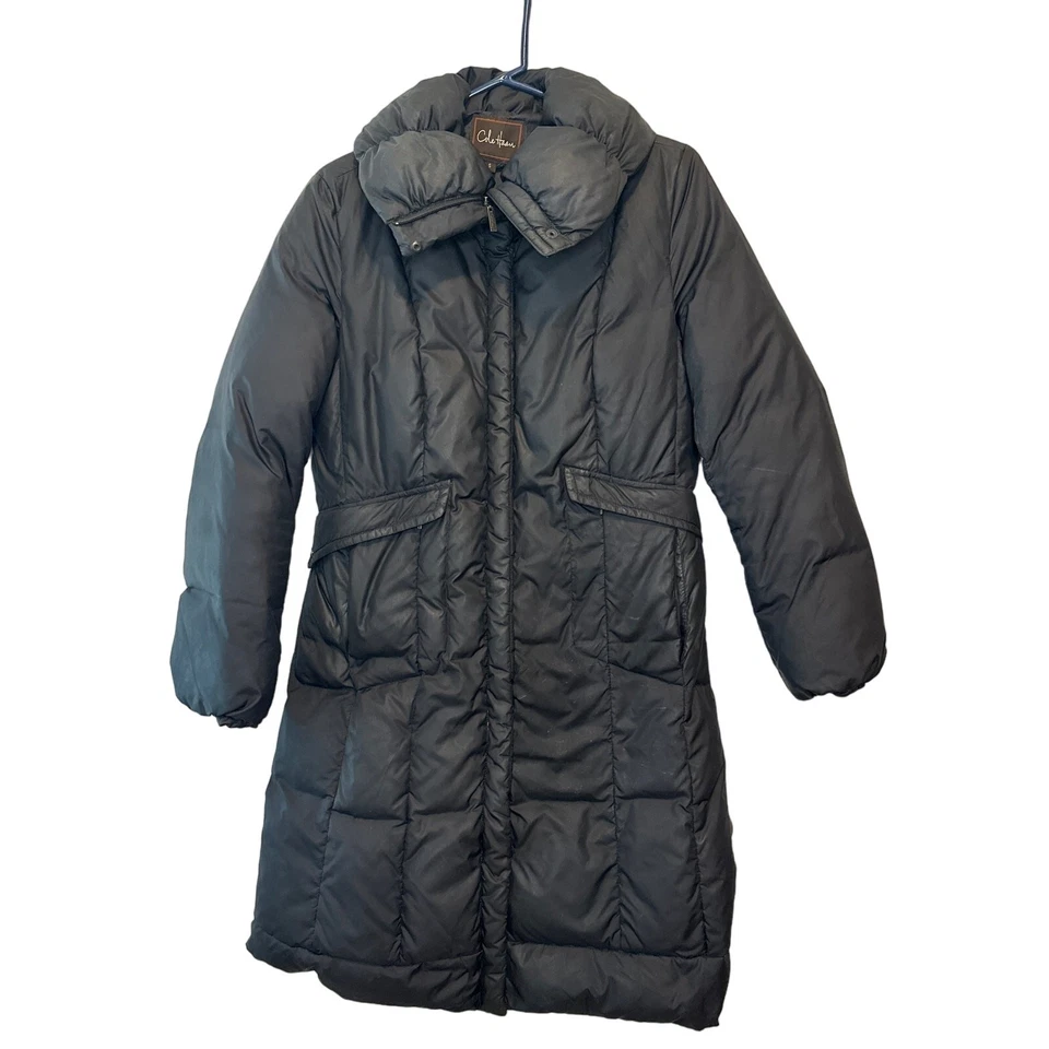 Cole Haan Black Down Midi Puffer Coat Jacket Women’s Small Warm Winter Long - Image 2 of 4