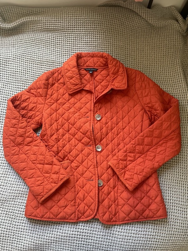 Banana Republic Orange Quilted Button-Front Short Jacket Women’s Size M