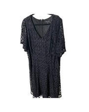 Lane Bryant Black Floral Lace Overlay Dark Romantic Dress - Size 22