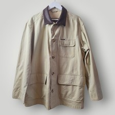 Marlboro Classics Giacca Uomo Grande Beige Pelle Collo Vintage Chore Utility