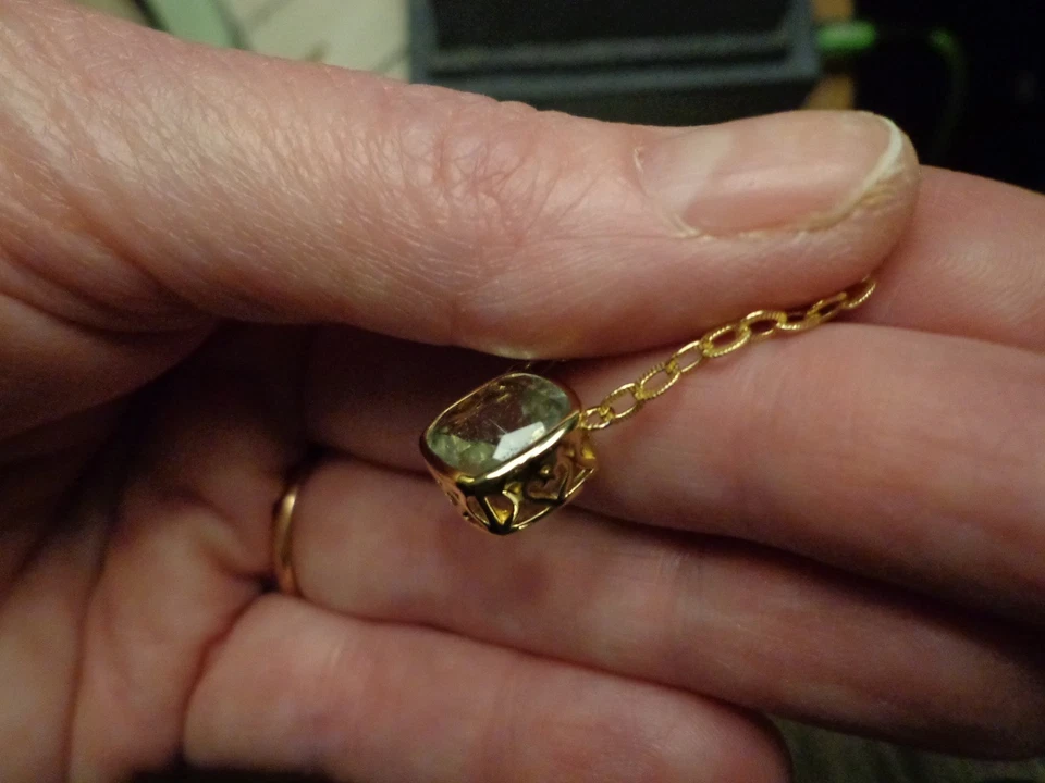 Colar com moldura corte almofada Affinity Gems folheado a 14K-Prasiolita-18" e 2" Ext. NOVO - Imagem 4 de 4