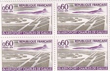 🦬Timbre France N°1787 en Bloc de 4- Luxe ** -Aéroport Charles De Gaulle- 1974🦬