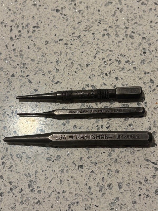 Craftsman Center Punch Square Shaft #42861 3/8"  #42881 1/16" Lot of 3